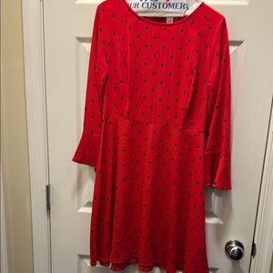 Old Navy Red Polka Dot Long Sleeve Dress